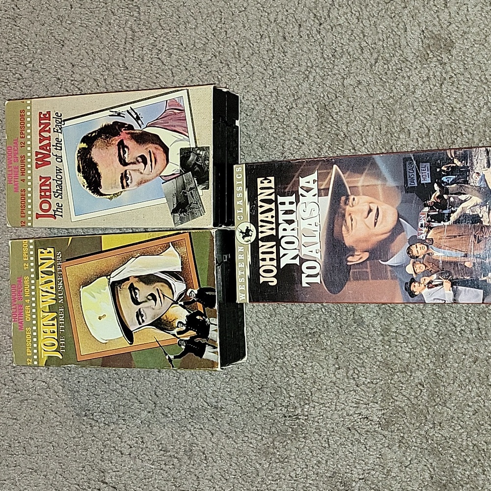 Vtg 3 JOHN WAYNE WESTERN VHS BUNDLE/LOT Movies